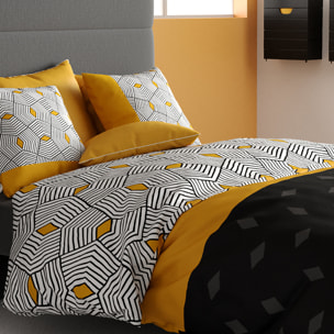 Parure housse de couette imprimé 100% coton - faro - noir