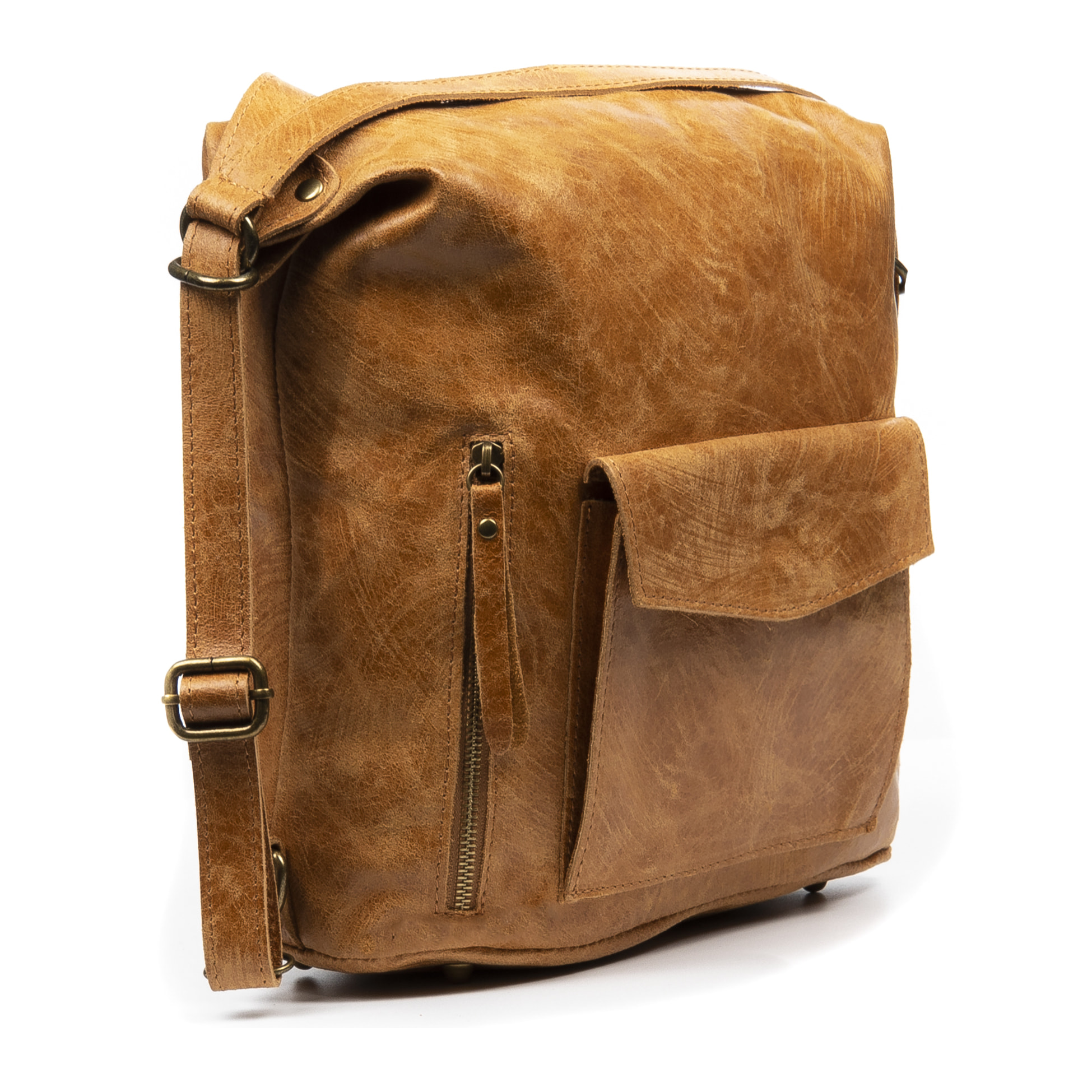 FIRENZE ARTEGIANI Borsa Zaino Donna Irene. Vera Pelle Scamosciata Stone Washed Made in Italy 31x13x32 Cm. Colore: pelle chiara