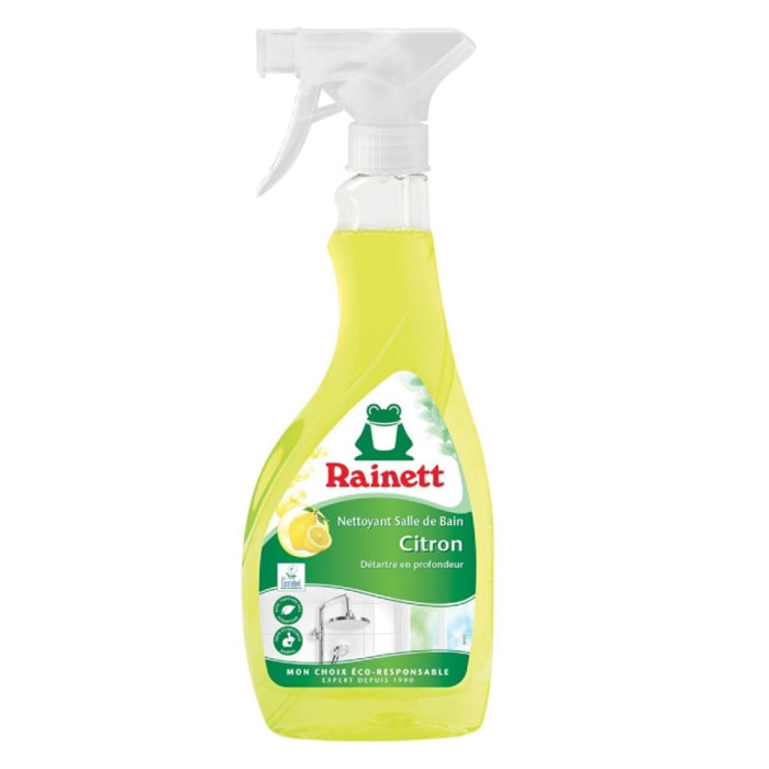 Pack de 8 - Rainett - Nettoyant Salle de Bain Anti-calcaire Ecologique Citron cradle to cradle - Spray 500ml