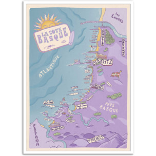 Affiche - Carte Pays Basque - Art Rider