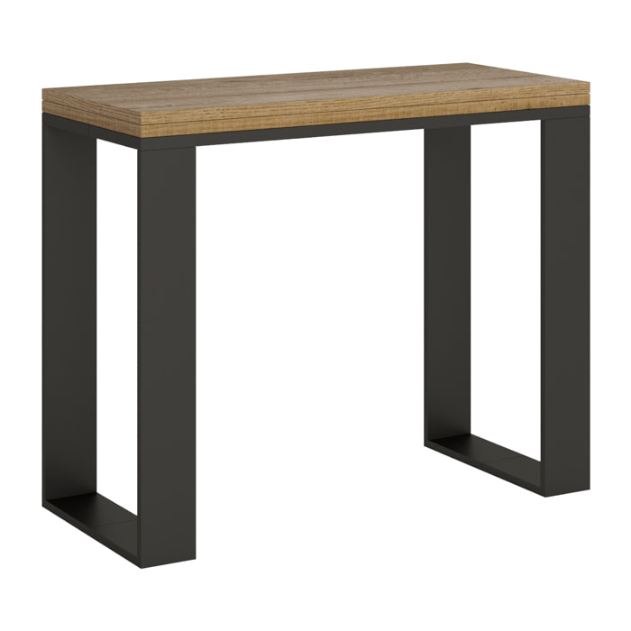 Console extensible portefeuille 90x45/90 cm Tecno Libra Chêne Nature cadre Anthracite