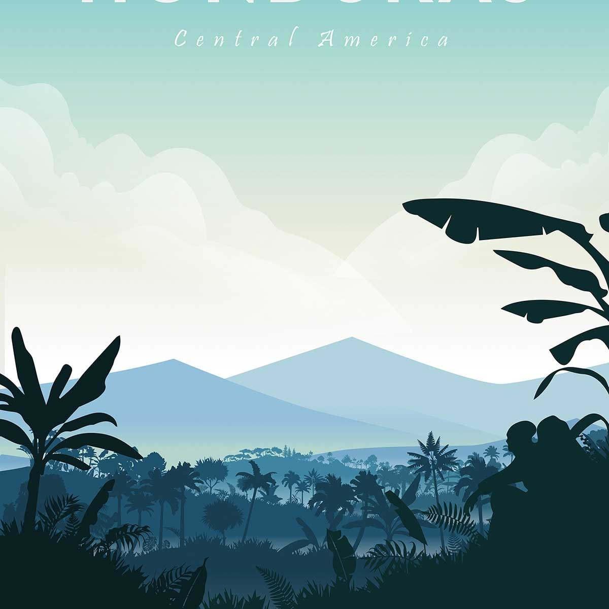 Affiche Voyage en Honduras Affiche + cadre en bois - Chêne