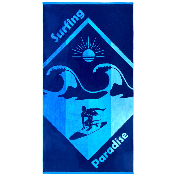 Serviette de plage éponge velours Jacquard - Marvao - 90x170cm - 400g/m²