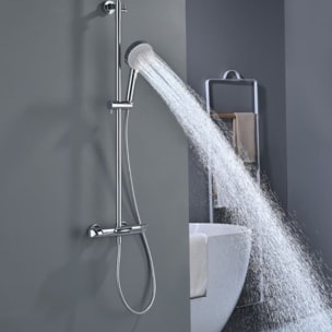 Ensemble bain/douche 3 jets avec mitigeur thermostatique de baignoire + douche de tête + douchette à main, chrome (SATSSTVK)