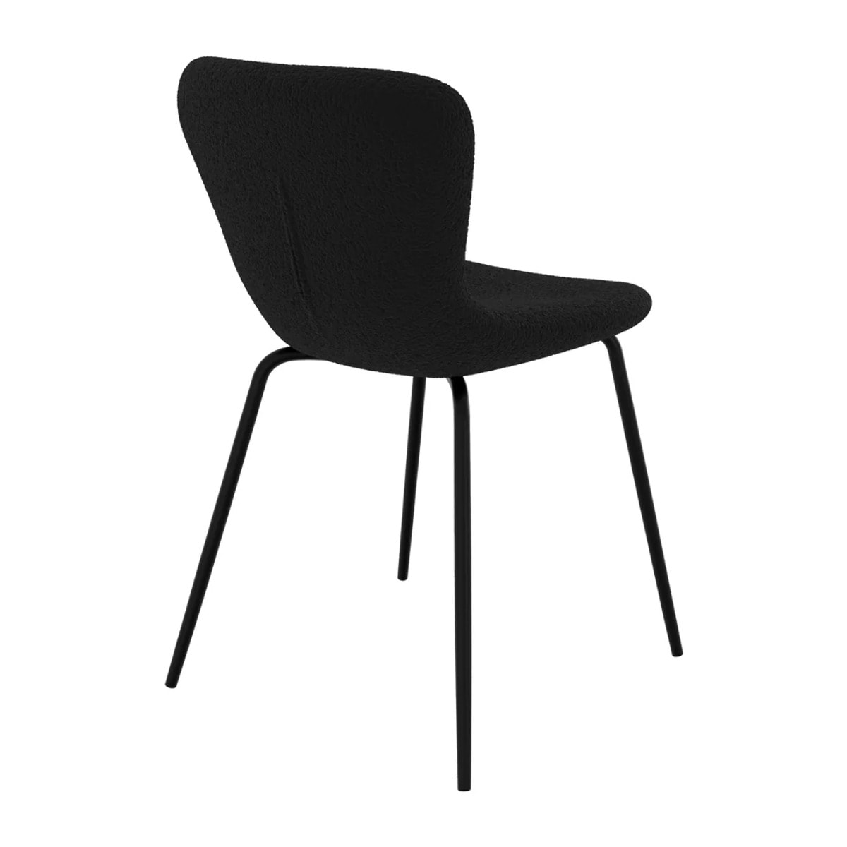 Lot de 2 chaises effet laine bouclette noire et pieds en métal - Koko