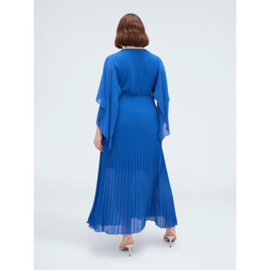 Fiorella Rubino - Vestido DREAM en georgette plisado - Azul aciano