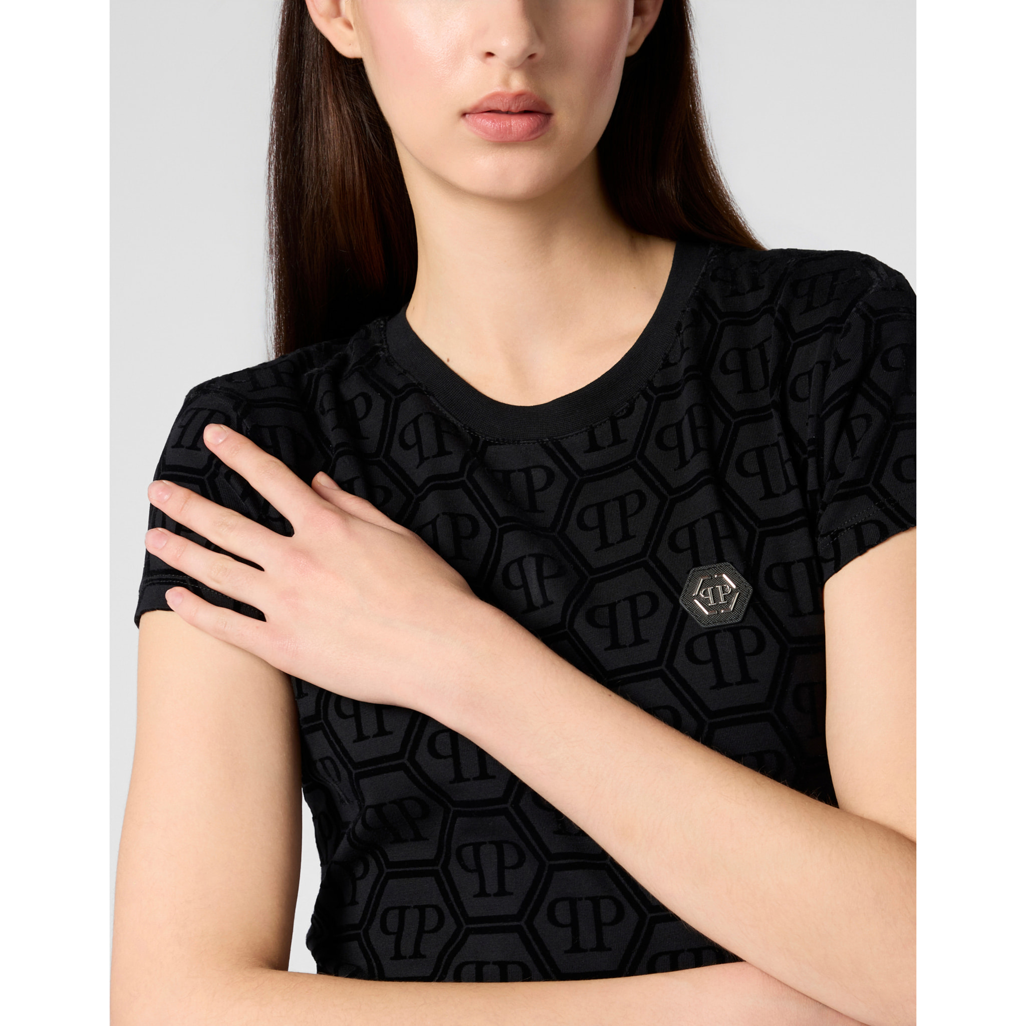 PHILIPP PLEIN Sexy Pure Fit T-Shirt Jacquard Monogram Monogram