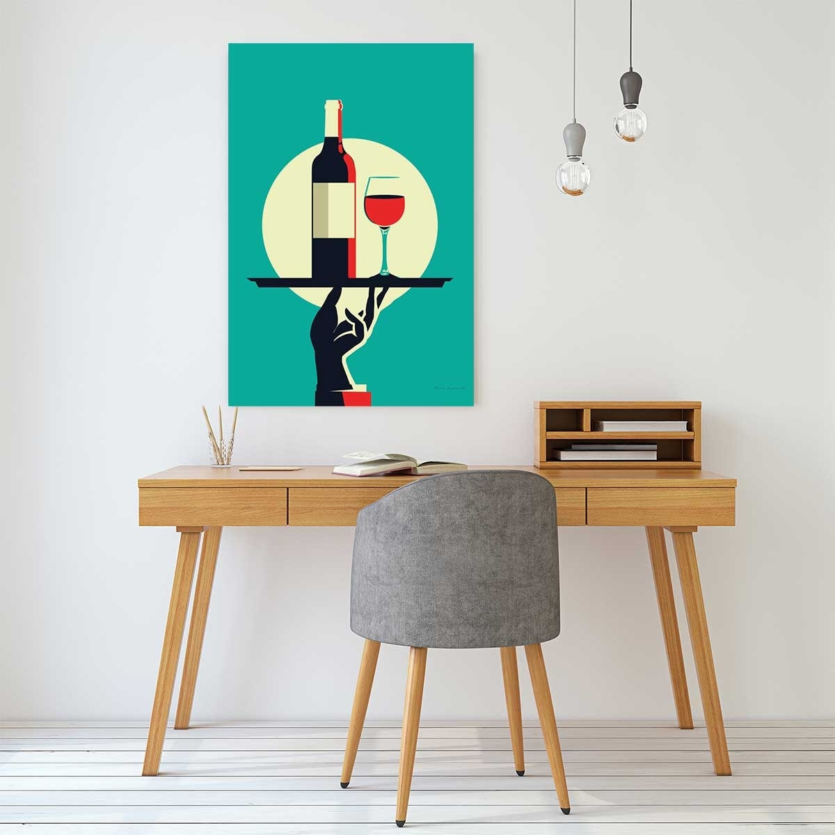 Tableau cuisine verre de vin à la Française Toile imprimée