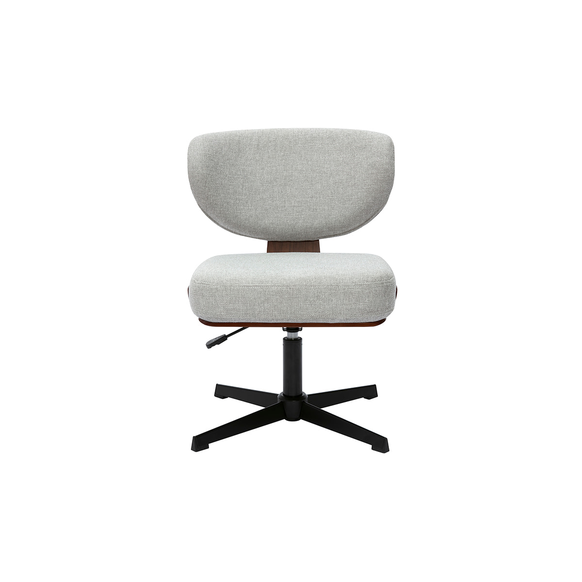 Chaise de bureau en bois et tissu effet velours texturé gris HANZ