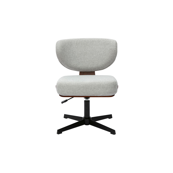 Chaise de bureau en bois et tissu effet velours texturé gris HANZ