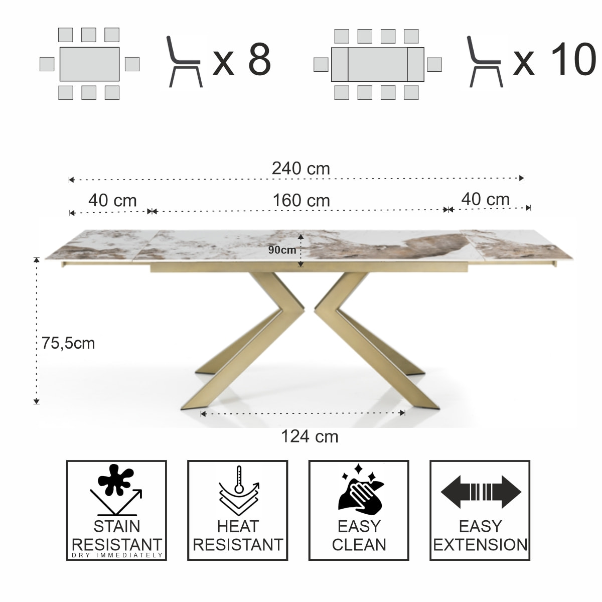 Tomasucci Table extensible STAR ONICE GOLD
