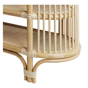 Console 140 cm en rotin naturel avec étagères - Marthe