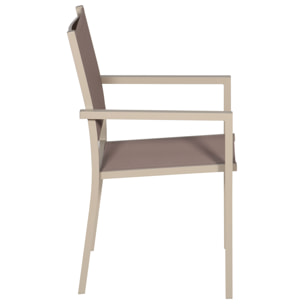 Lot de 6 chaises en aluminium taupe - textilène taupe