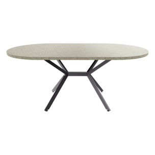 Marui Big - Tavolo da pranzo ovale 180x100 cm in Legno Testurizzato con Piede Centrale in metallo Ashi