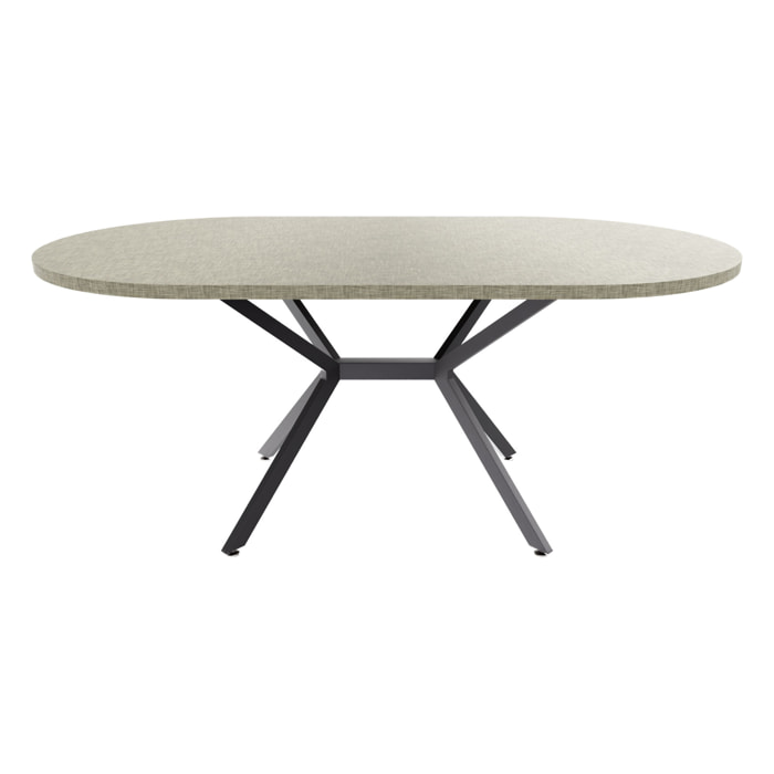 Marui Big - Tavolo da pranzo ovale 180x100 cm in Legno Testurizzato con Piede Centrale in metallo Ashi