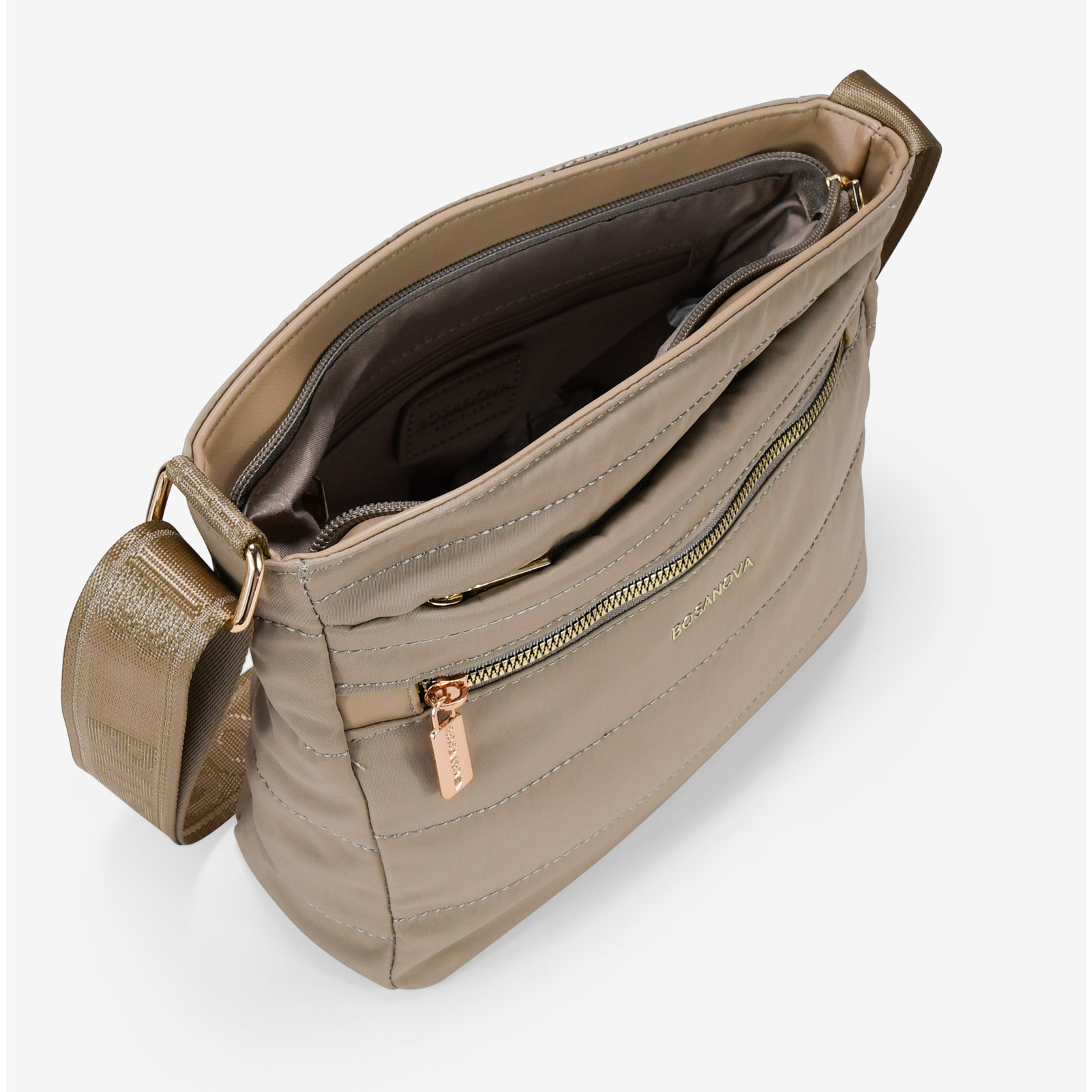 Bolso bandolera tostado con cremallera