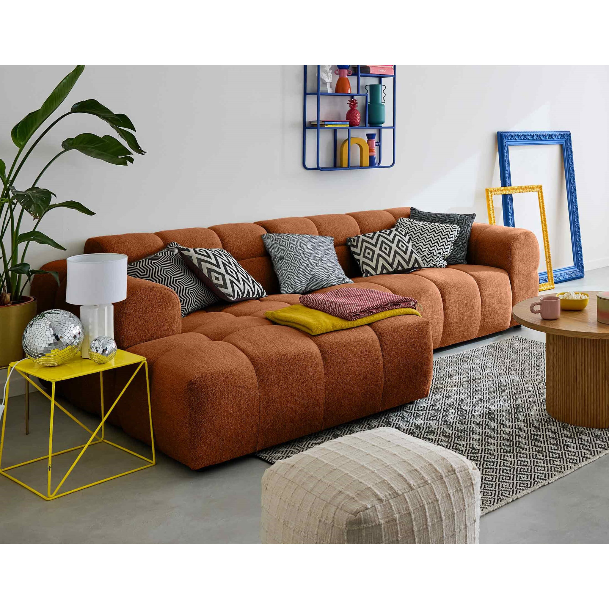 Ray - canapé d'angle gauche - 4 places - en tissu texturé - Rouille