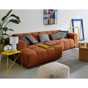 Ray - canapé d'angle gauche - 4 places - en tissu texturé - Rouille