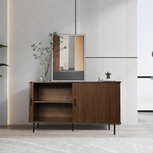 Buffet en bois cannelé à portes coulissantes 140cm AMINA