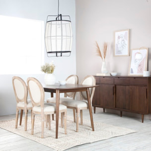 Chaise rembourrée Victoria -bois massif de bouleau / mousse et tissu-couleur beige 48 x 96 x 46 cm