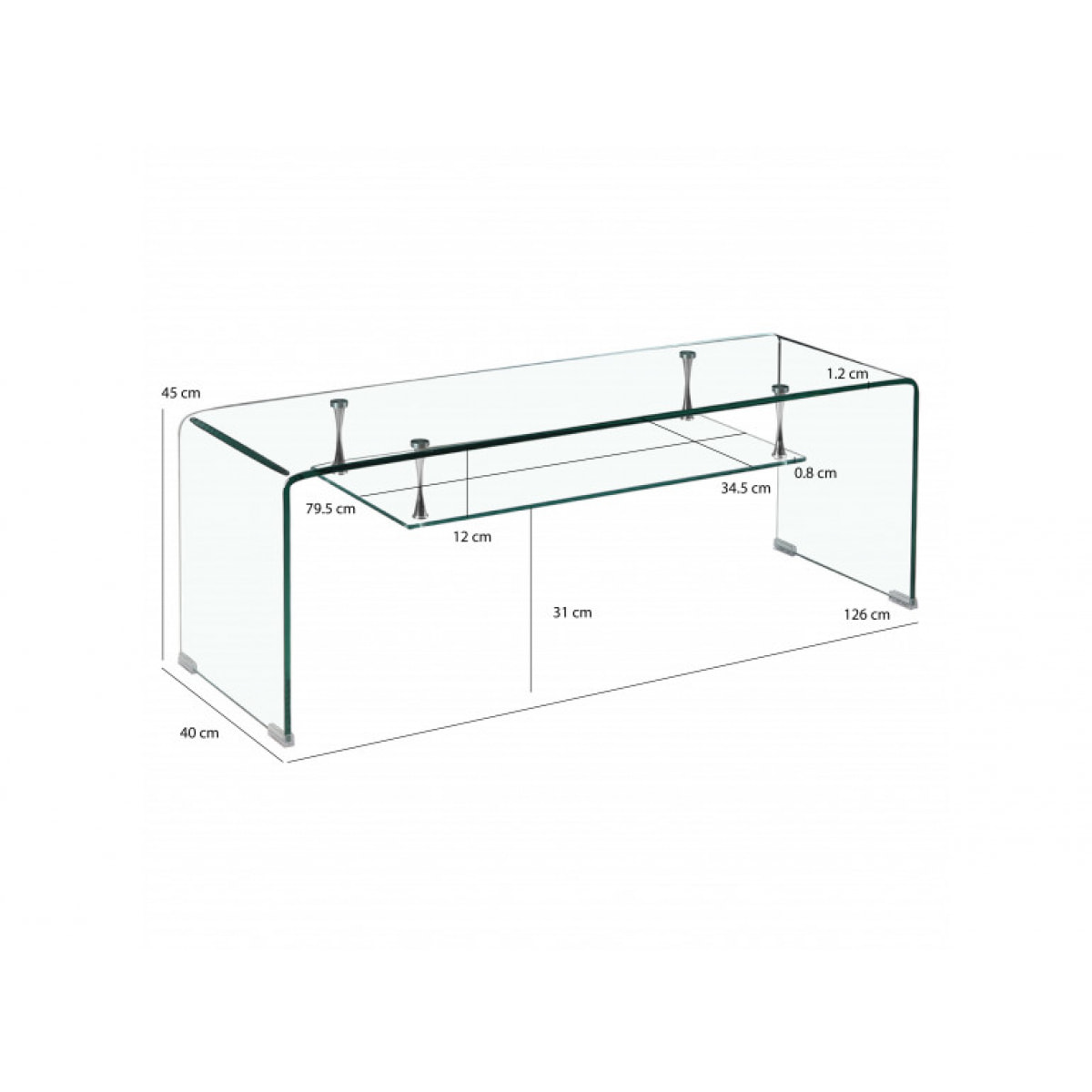 Meuble TV en verre trempé - BENT