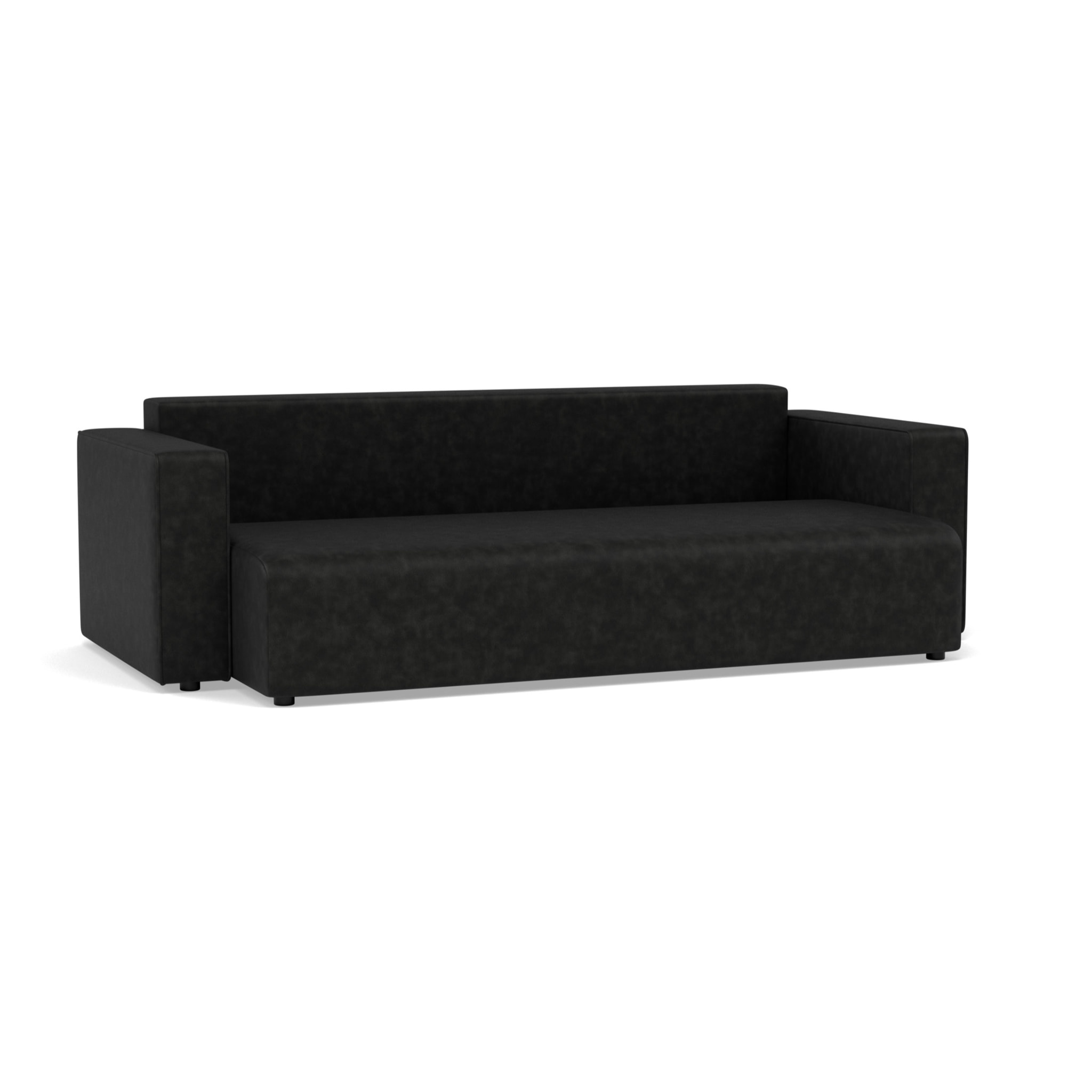 Topaze - canapé droit 3 places convertible avec coffre en simili - Noir