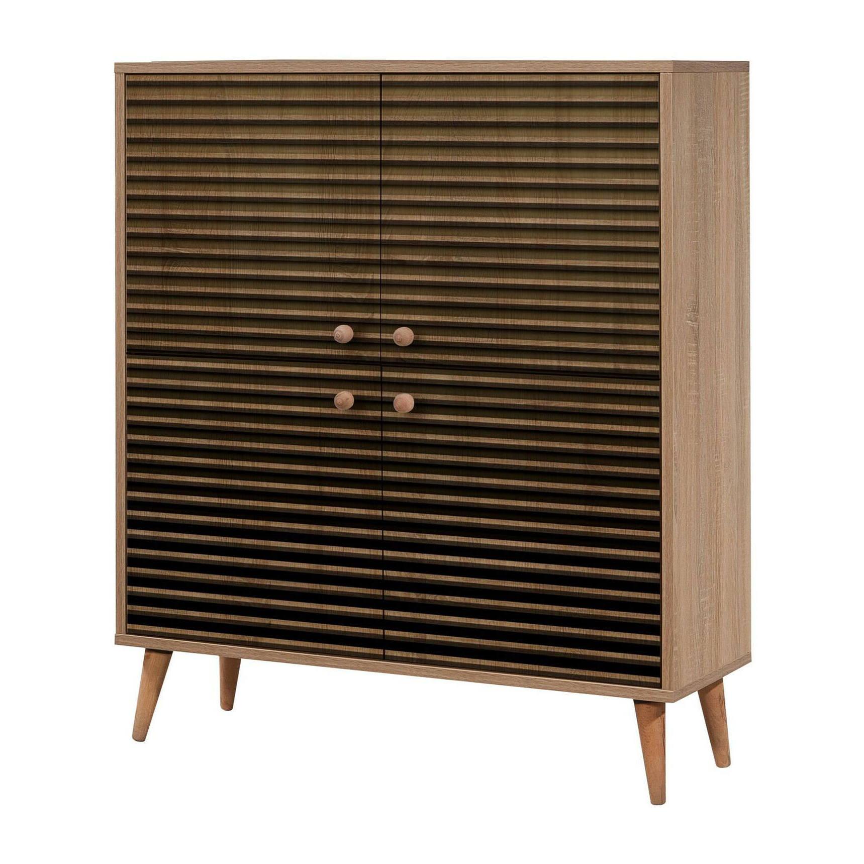 Credenza Dgiannin, Buffet da soggiorno, Madia da salotto, Dispensa da cucina, 95x36h111 cm, Quercia