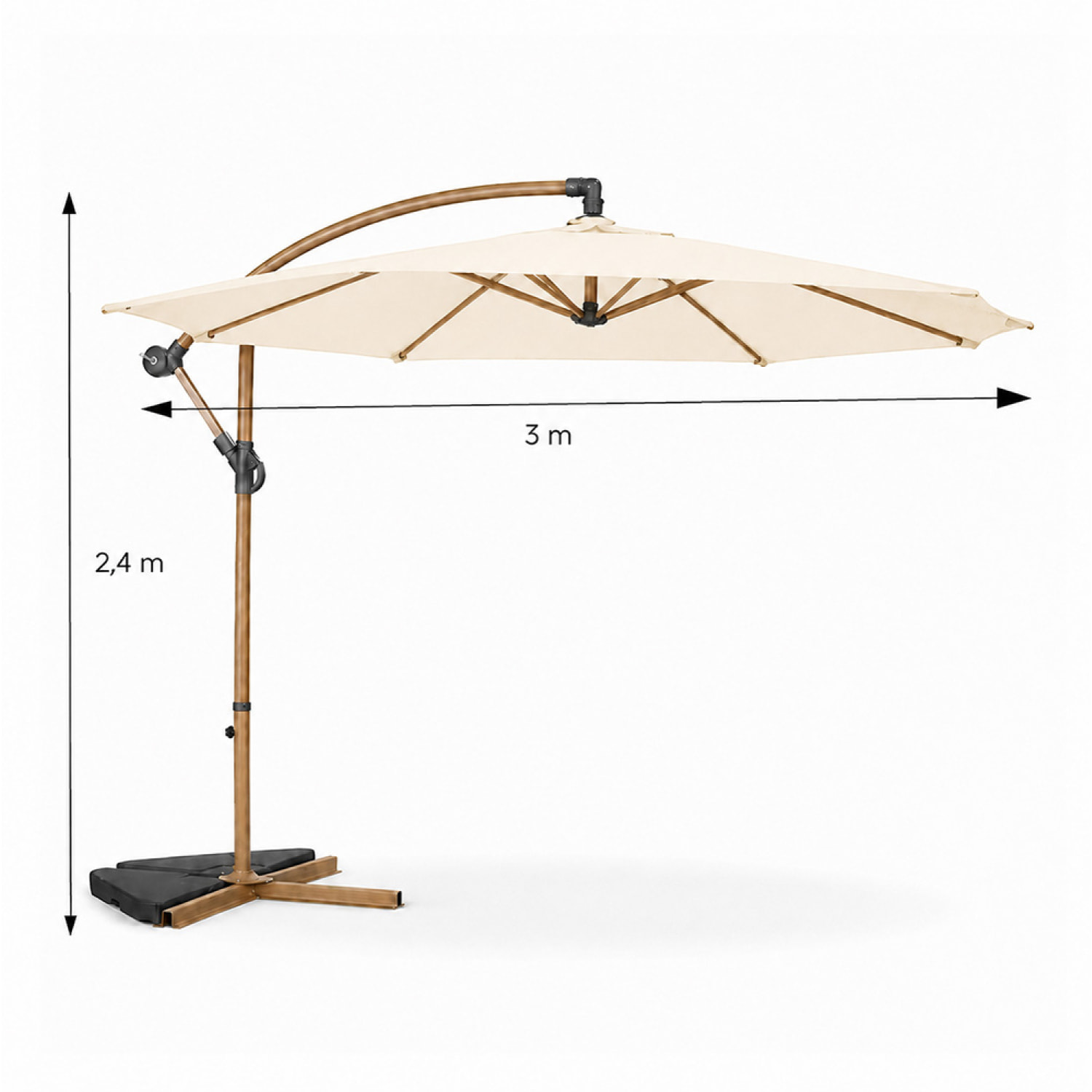 Parasol déporté octogonal  300 cm écru FREY
