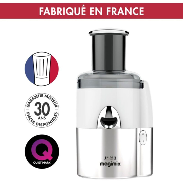 Extracteur de jus MAGIMIX 18085F Juice Expert 3 Chrome et Blanc