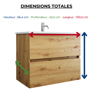 Meuble de salle de bain simple vasque 100 cm BURGBAD Joline chêne