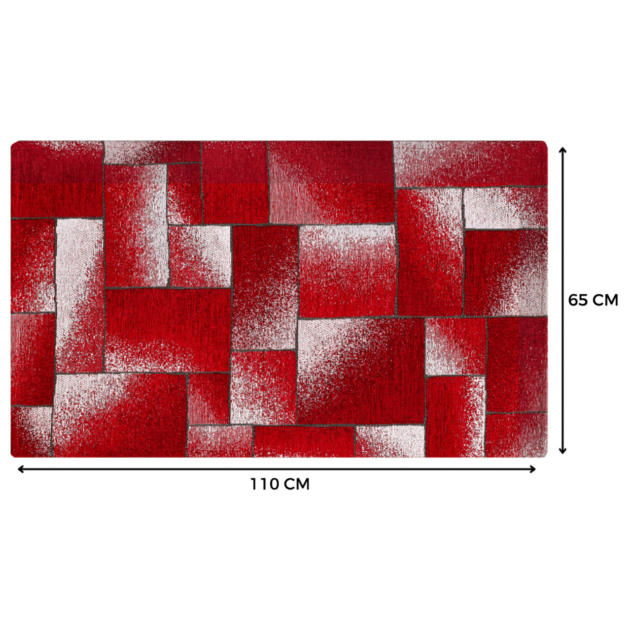 Tappeto Jacquard Ideale Salotto Camera Ingresso Made In Italy Antiscivolo, Lavabile, Morbido Disegno Tetrix Rosso By Suardi