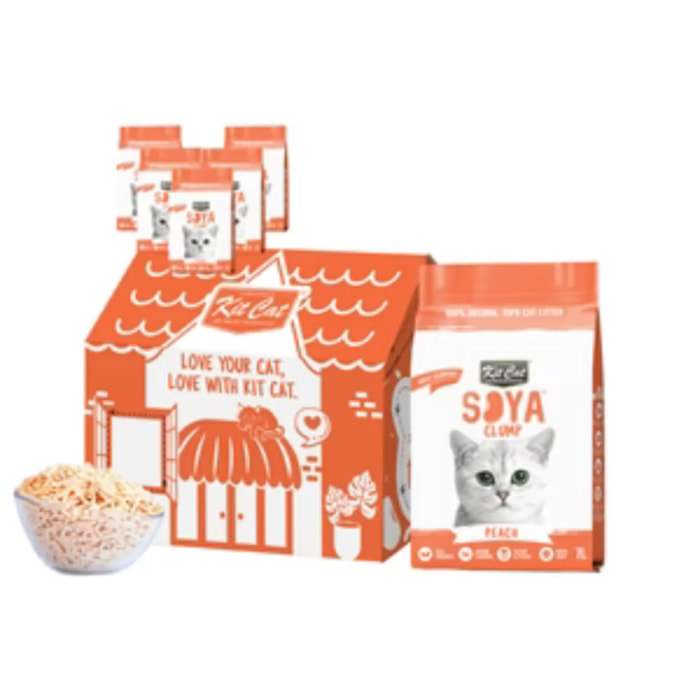 Pack 6 Kit Cat Arena Eco Nova - Peach 7 L Arena para gatos