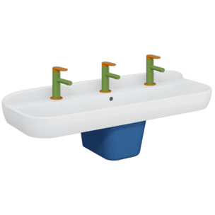 Lavabo pour enfant VITRA Sento Kids 85 cm + cache siphon + Mitigeur lavabo VITRA Sento Kids jaune et vert