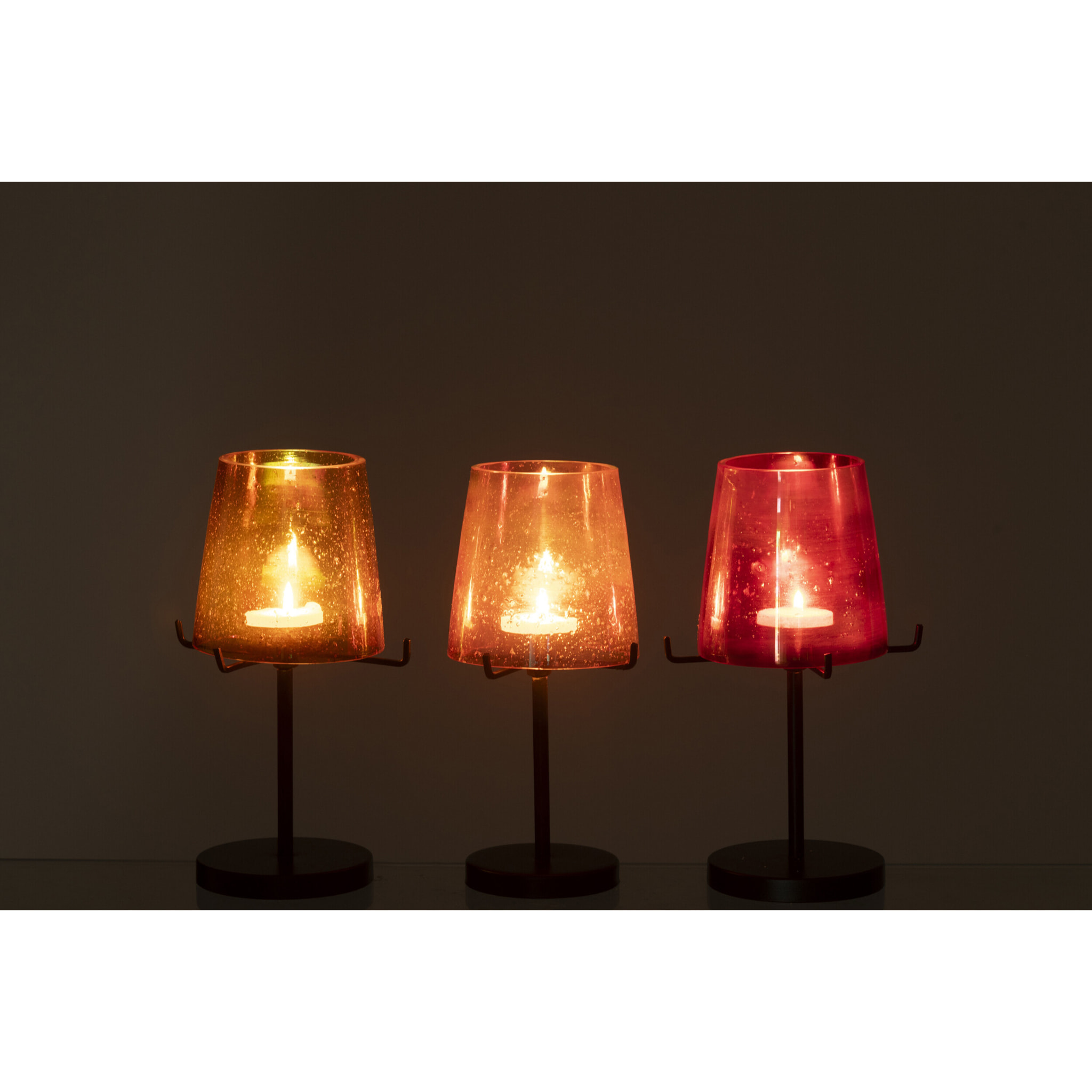 J-Line Photophore - verre - orange/rouge - 3 pièces