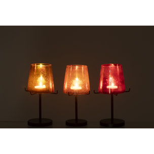 J-Line Photophore - verre - orange/rouge - 3 pièces