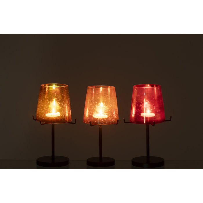 J-Line Photophore - verre - orange/rouge - 3 pièces