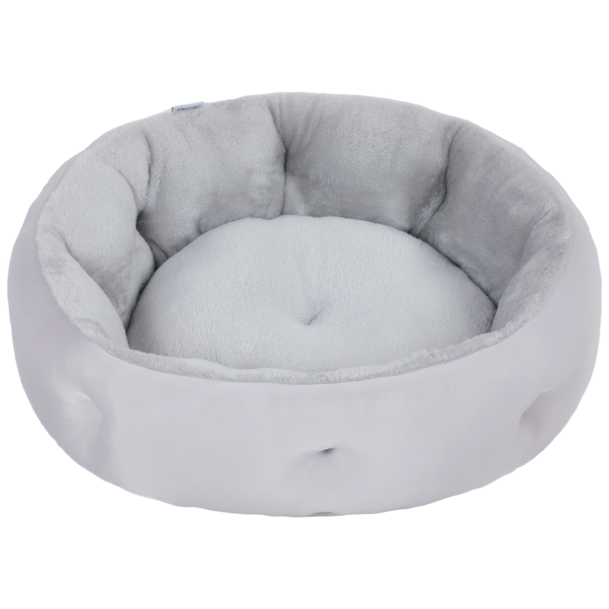 Lit pour chat réversible rebord de soutien tissu gris clair