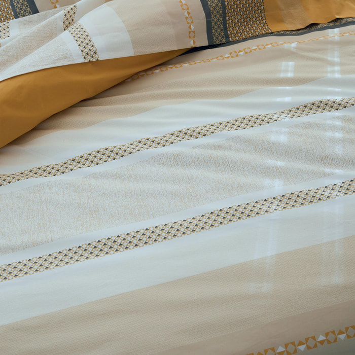 Housse de couette en percale de coton au style ethnique chic - Jaune