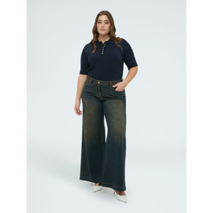 Fiorella Rubino - Jeans Wide Leg con aplicaciones luminosas - Azul