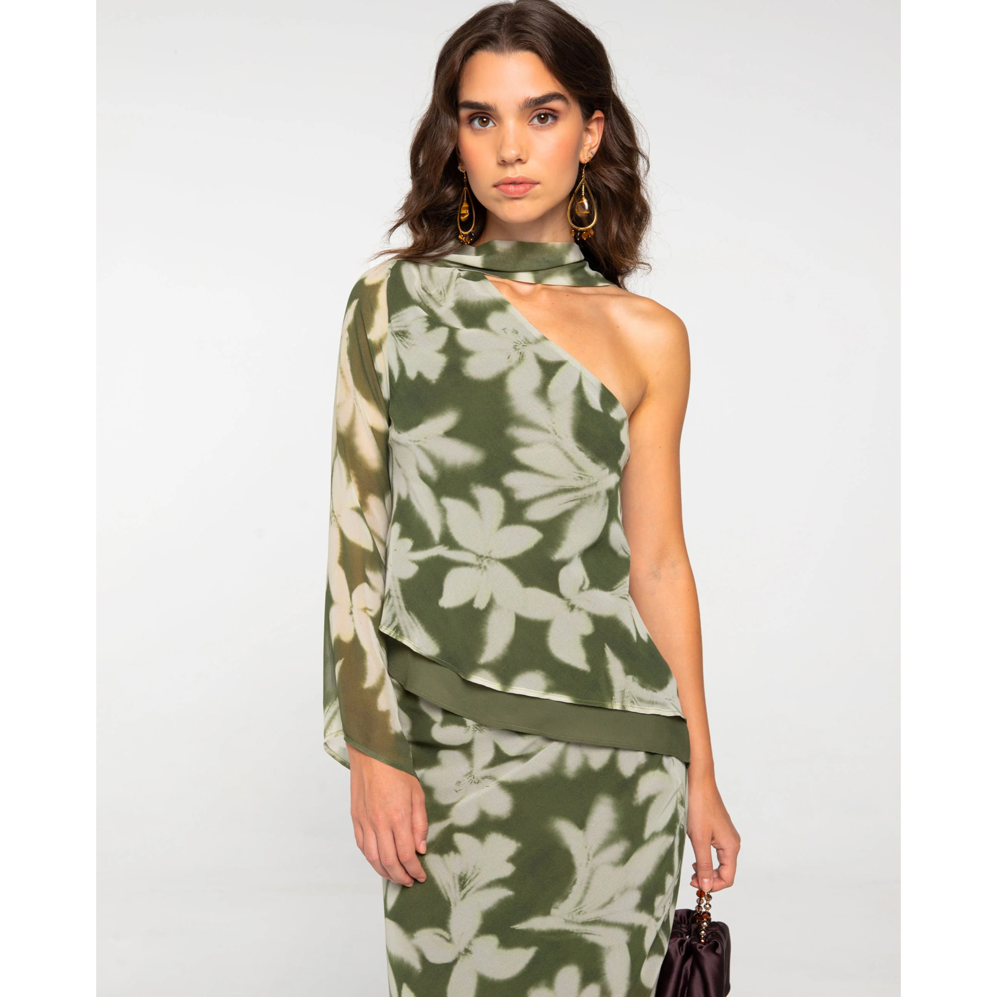 Blusa asimétrica con estampado de flores de mujer