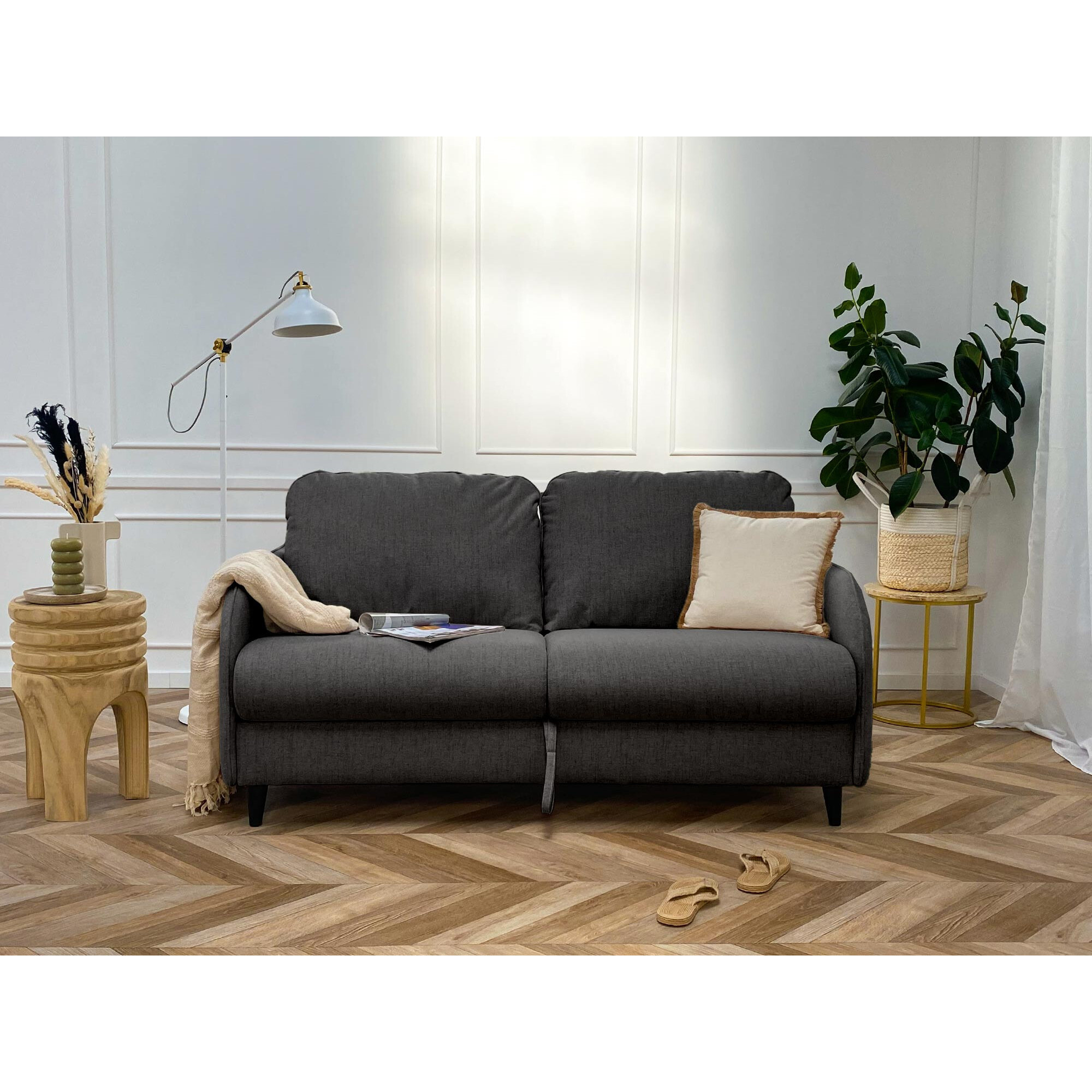 Cosmos - canapé 3 places convertible express couchage quotidien 140 cm matelas 11 cm en tissu - Gris Anthracite