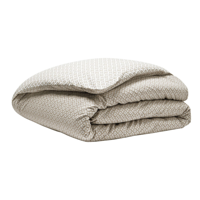 Housse de couette imprimée en percale de coton, ALBA, Beige