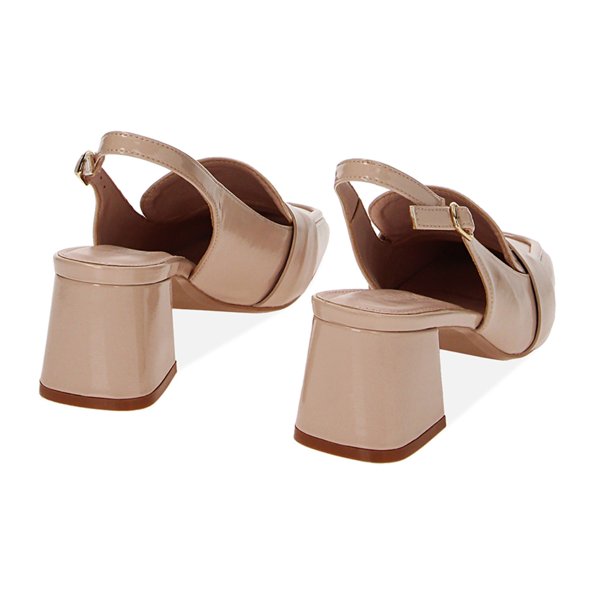 Mocasines slingback nude en naplak