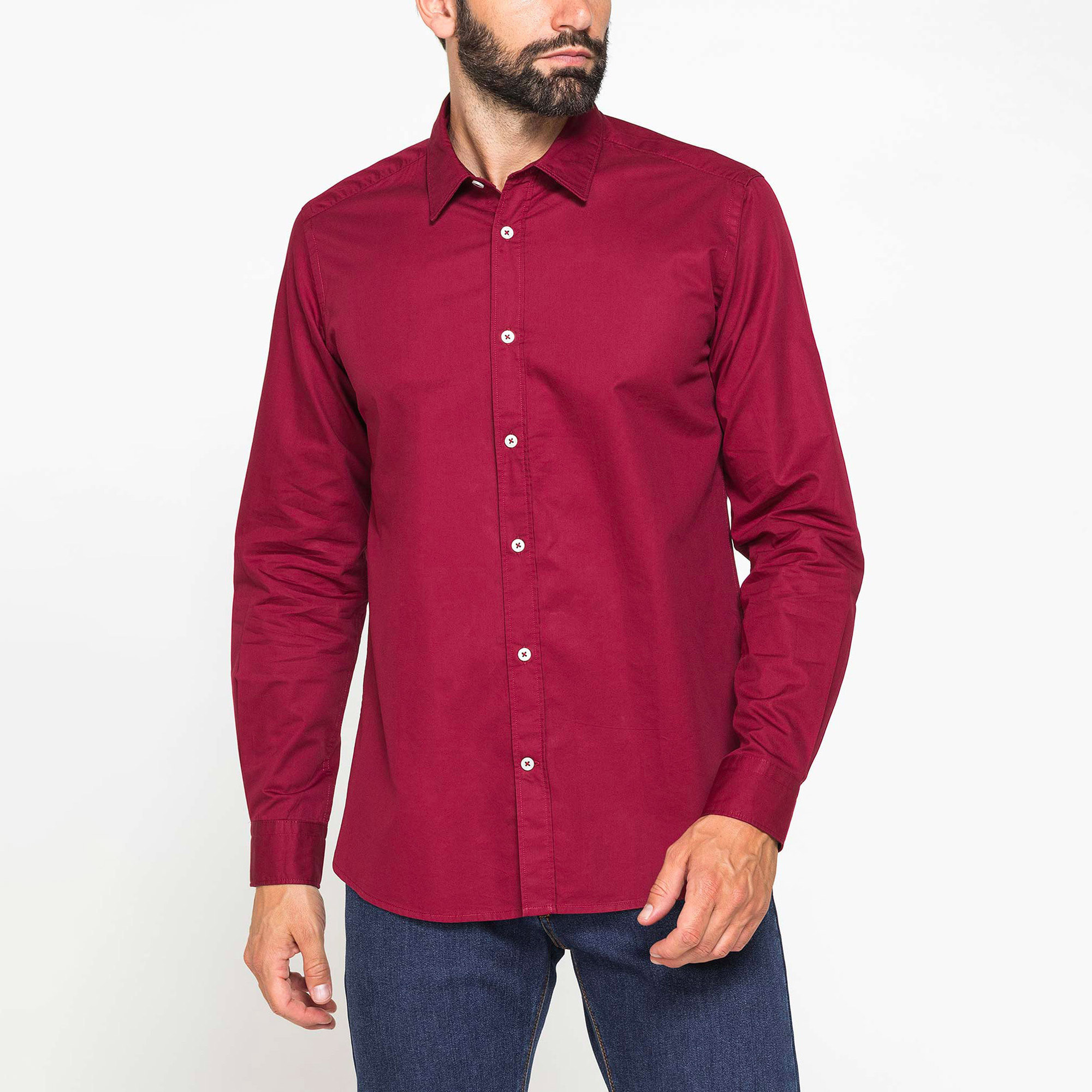CAMICIA CASUAL DA UOMO IN TWILL DI COTONE E LYOCELL
