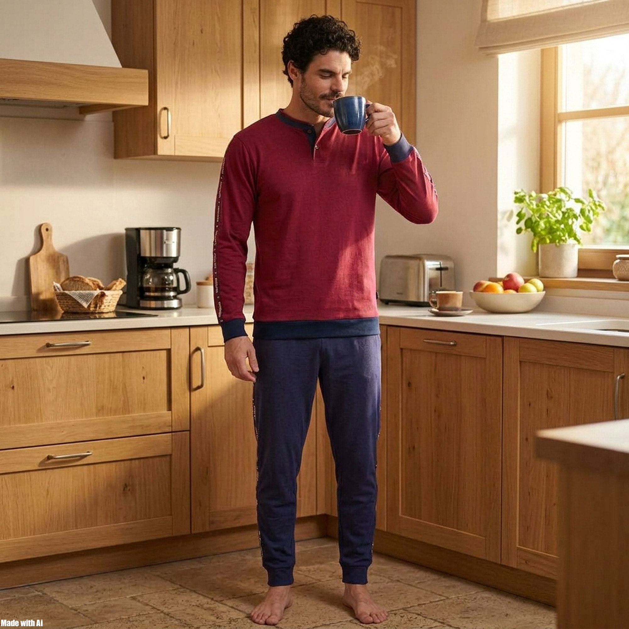 Navigare Pigiama da Uomo in Cotone Interlock Art. 842026 Bordeaux
