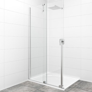 X-MOTION 120x200cm Paroi en verre coulissante Crystal Glass® 8 mm anticalcaire, avec bras et profilés chrome brillant (SATBWIXM1