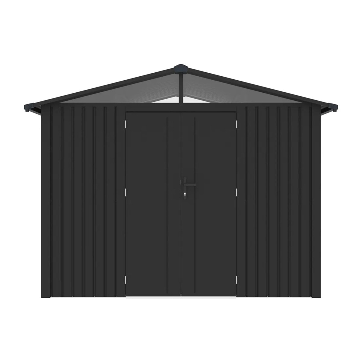 Abri de jardin métal gris anthracite 5.71 m² + kit d'ancrage