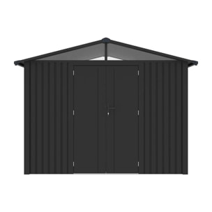 Abri de jardin métal gris anthracite 5.71 m² + kit d'ancrage