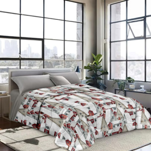 INTRECCI Piumino Matrimoniale, 260 x 260 cm, Piumino Ecologico, Caldo, Invernale, 300 g/m², Anallergico e Antiacaro, Made in Italy, Lavabile in Lavatrice, Soffice, Morbido. Fantasia: Casette