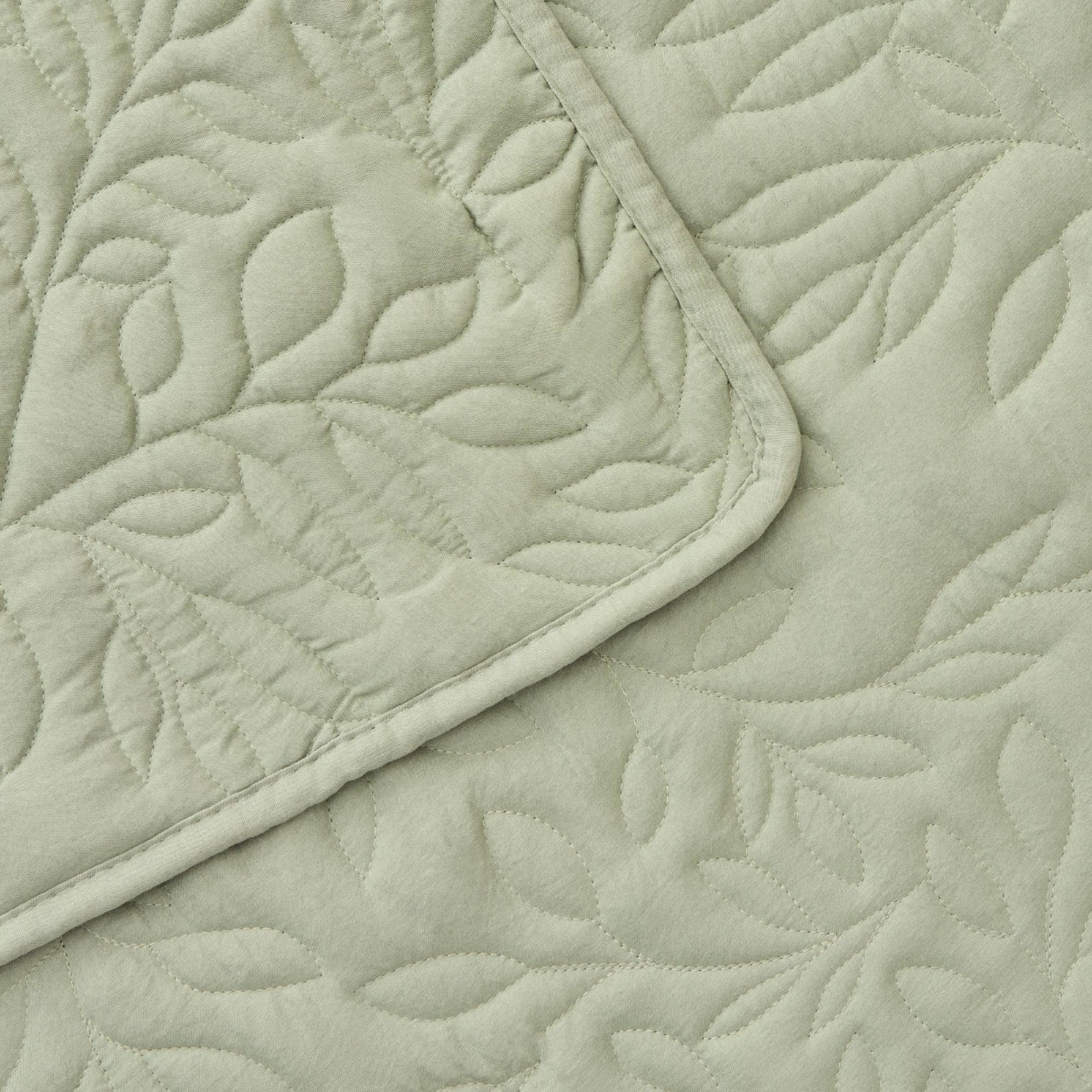 Colcha acolchada con motivos vegetales Rito color verde Poliéster